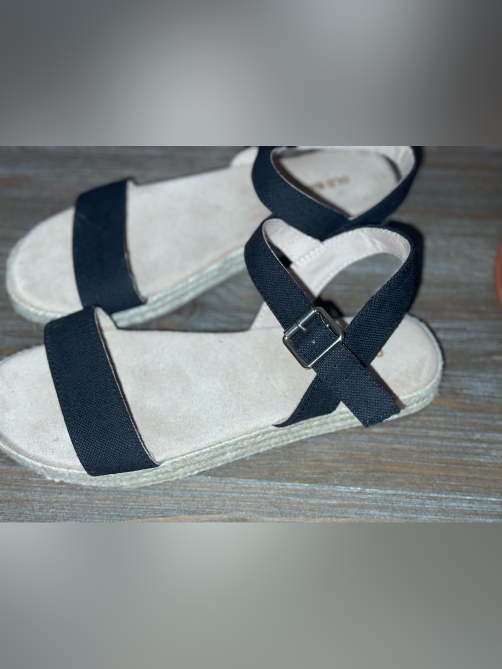 Old Navy Black Espadrille Sandals with Ankle Buckle